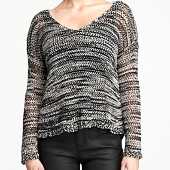 Eileen Fisher open knit sweater black and white - Picture 1 of 7